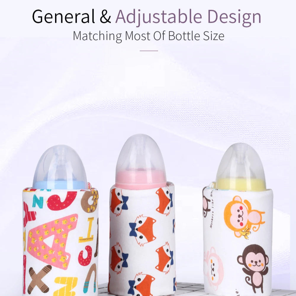 USB Milk & Water Warmer Bag – Portable Baby Bottle Heater for Travel, Stroller, and Nursing | Insulated Cartoon Design, 180ml Capacity - Loovy #