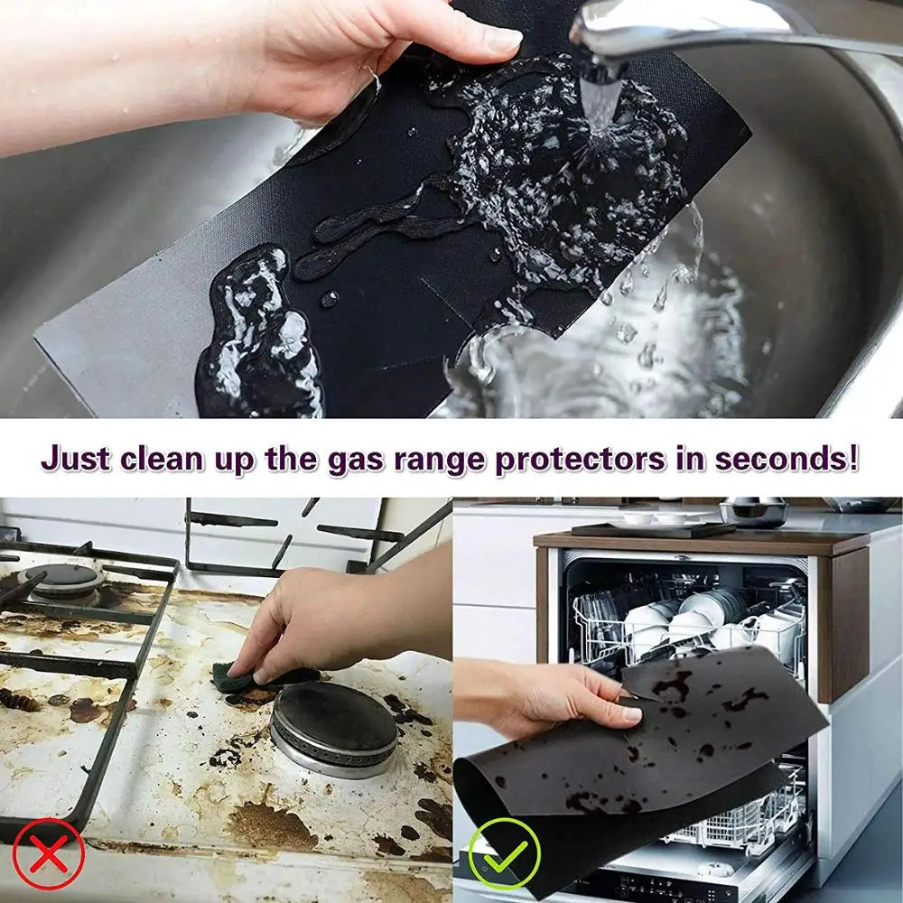 4 Pack Gas Stove Protectors - Non-Stick & Heat-Resistant - Loovy #