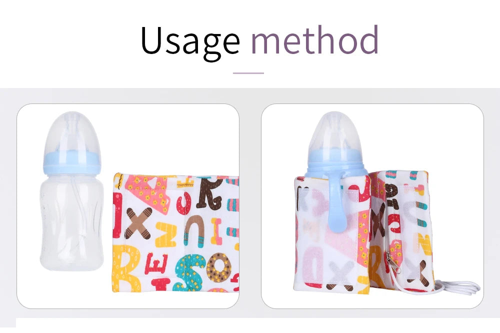 USB Milk & Water Warmer Bag – Portable Baby Bottle Heater for Travel, Stroller, and Nursing | Insulated Cartoon Design, 180ml Capacity - Loovy #
