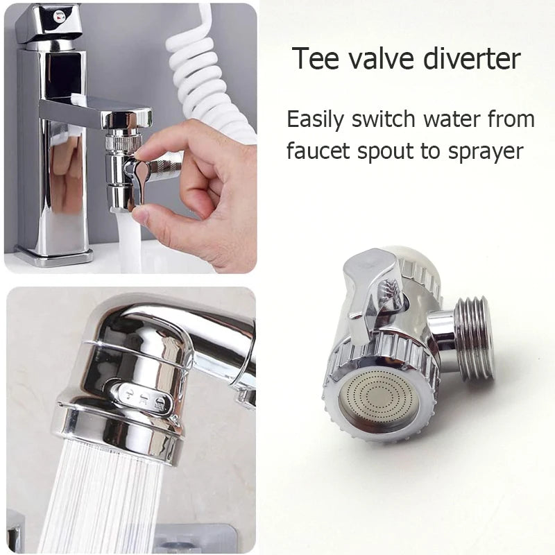3-Way Faucet Diverter with Shower Head - Multi-Function for Salon & Home - Loovy #