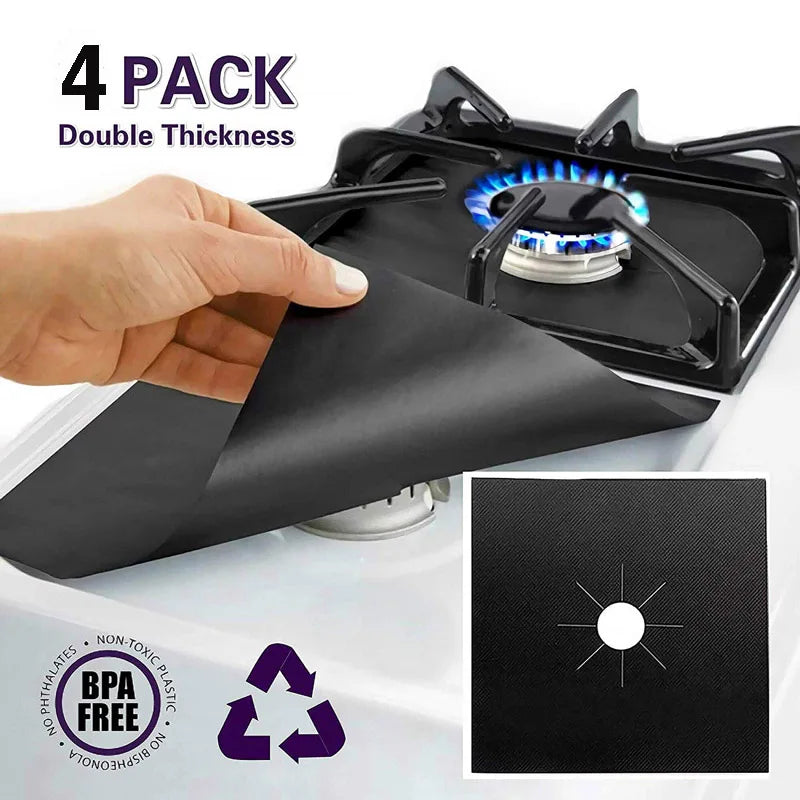 4 Pack Gas Stove Protectors - Non-Stick & Heat-Resistant - Loovy #