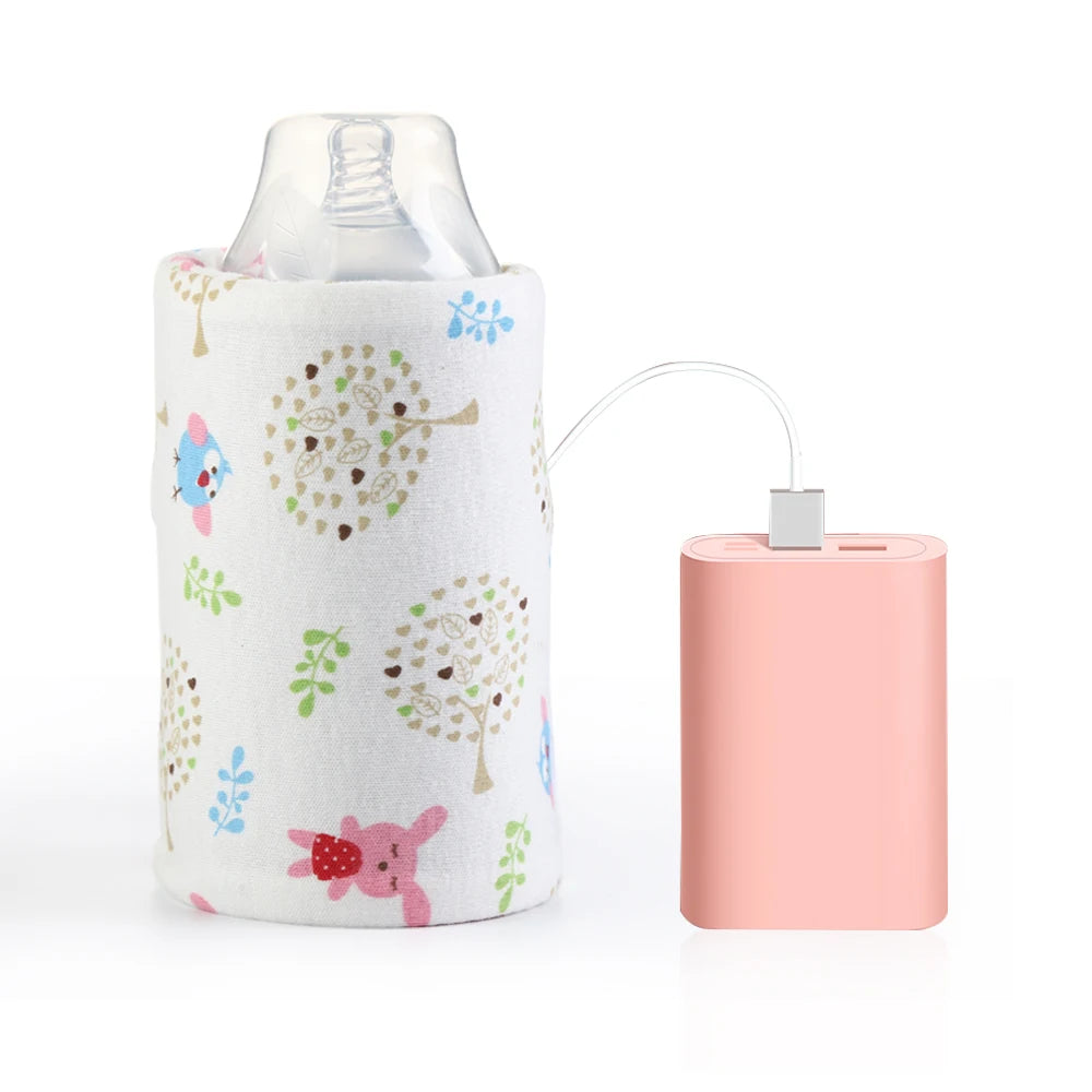 USB Milk & Water Warmer Bag – Portable Baby Bottle Heater for Travel, Stroller, and Nursing | Insulated Cartoon Design, 180ml Capacity - Loovy #
