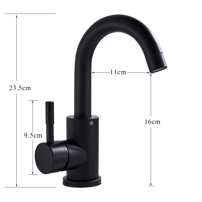 Stainless Steel Matte Black Bathroom Basin Faucet - Contemporary Design - Loovy #