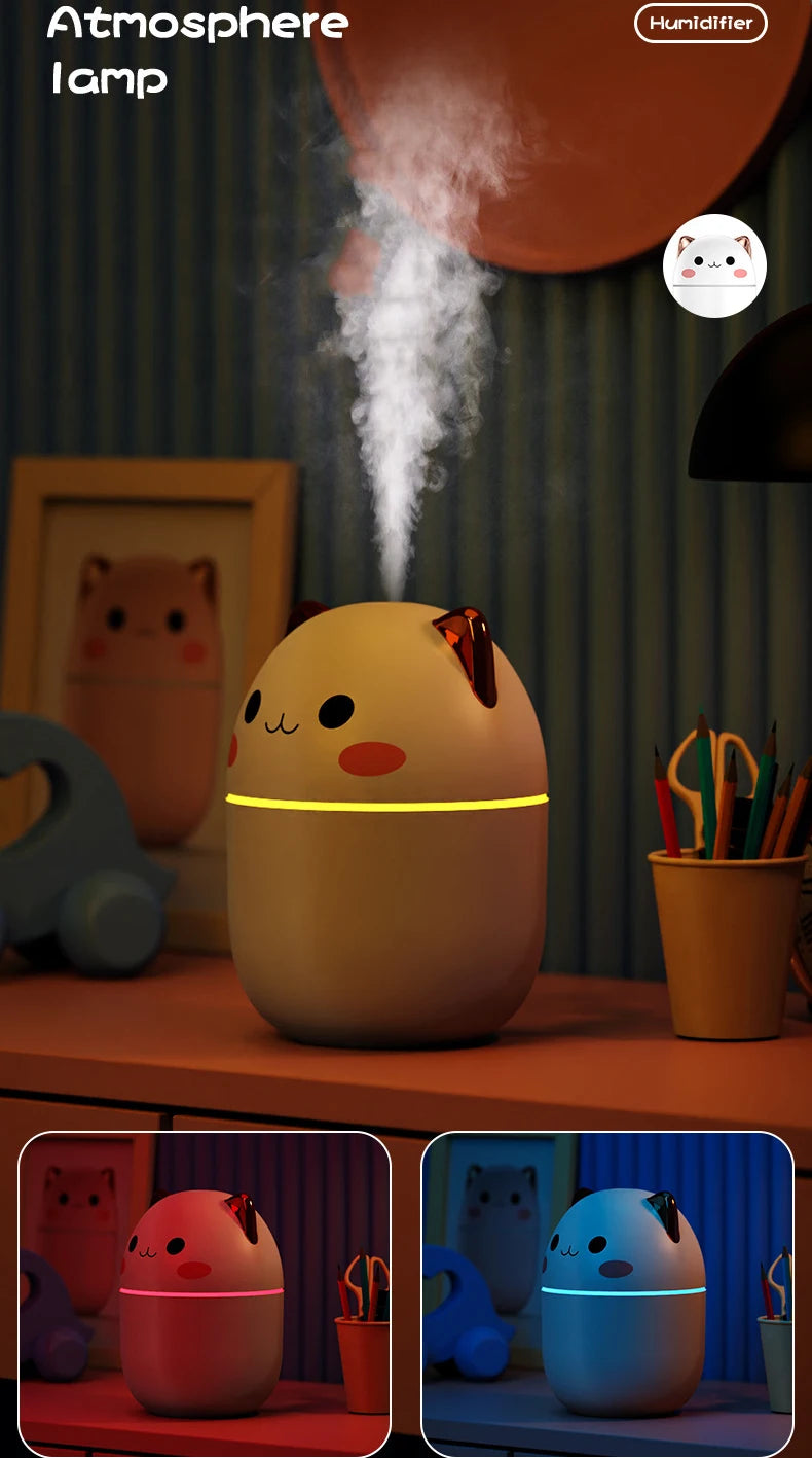 Portable 200ml Air Humidifier with Night Light – Kawaii Aroma Diffuser - Loovy #