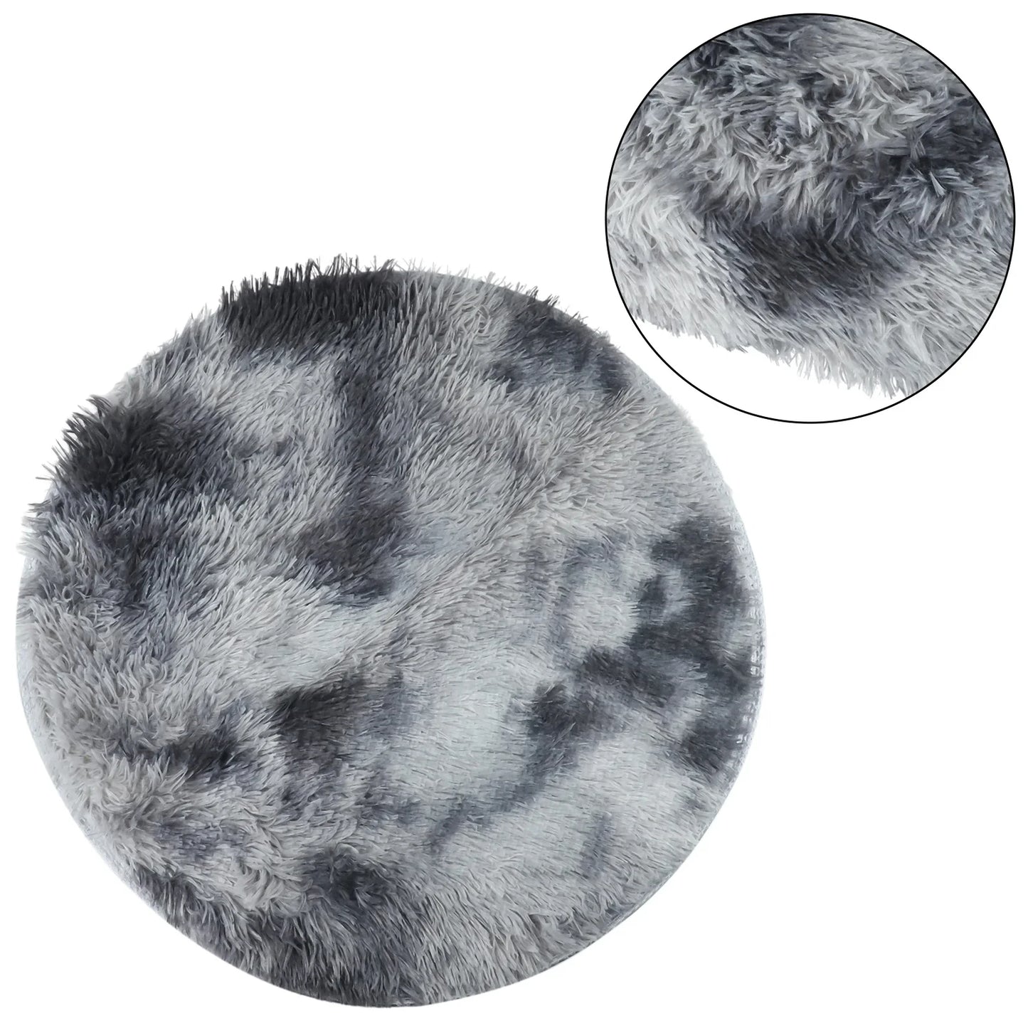 Scandinavian Tie-Dye Silk Wool Round Carpet for Living Room & Bedroom - Loovy #