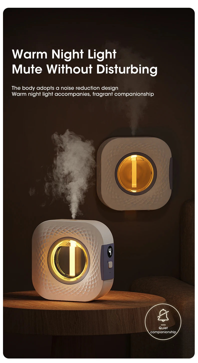 60㎡ Oil Aromatherapy Diffuser – Wall-Mounted & Desktop Air Purifying Machine with Colorful Night Light - Loovy #