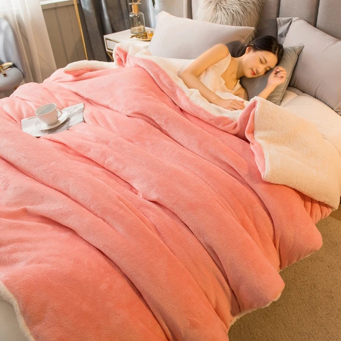 Cozy Wool Throw Blanket – Double-Sided Winter Bedspread for Warmth and Comfort - Loovy #