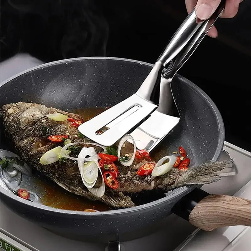 Multifunctional Stainless Steel Frying Shovel & Clip - BBQ, Grilling & Kitchen Tool - Loovy #
