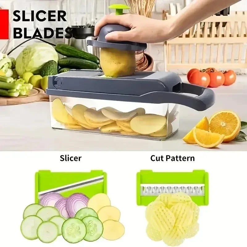14/16-in-1 Multifunctional Vegetable Chopper - Slice, Dice, Shred with Ease - Loovy #