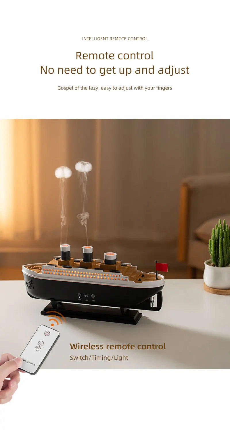 Retro Boat Ultrasonic Aromatherapy Humidifier with Remote Control - Loovy #