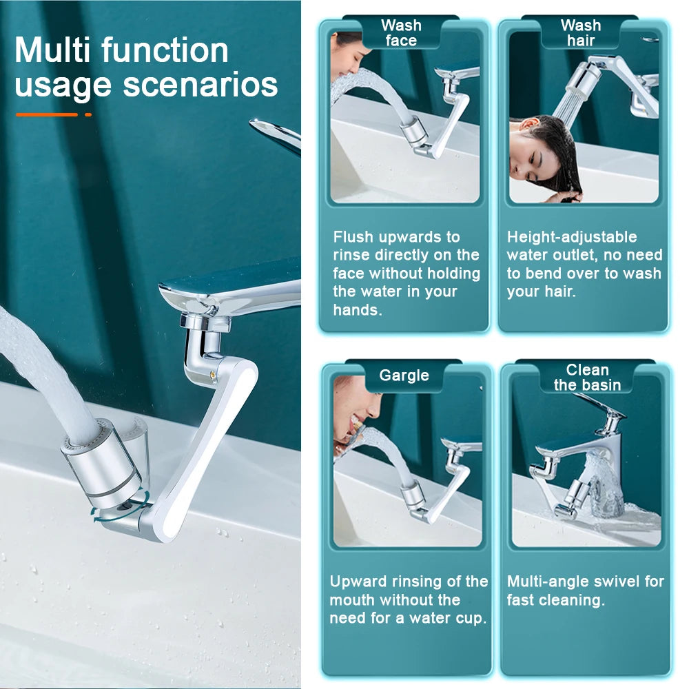 1440° Rotating Faucet Extender - 2 Spray Modes for Kitchen & Bathroom - Loovy #