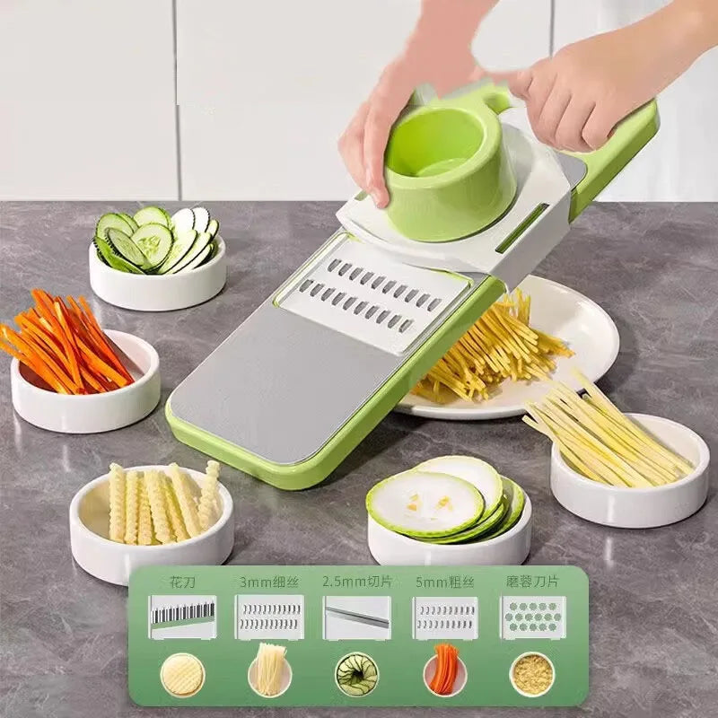 Multifunctional Vegetable Slicer with Basket - Cutter, Shredder & Grater - Loovy #