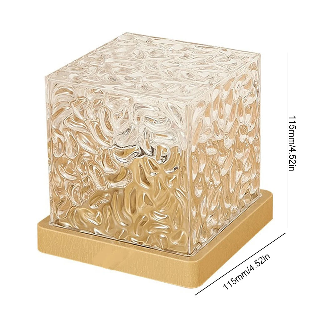 Dynamic Water Ripple Night Light – Elegant LED Crystal Cube with Remote Control - Loovy #