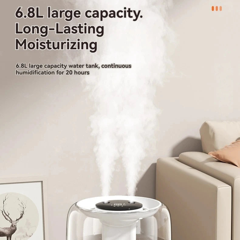 USB-Powered 6.8L Quiet Dual Spray Humidifier with Night Light - Loovy #