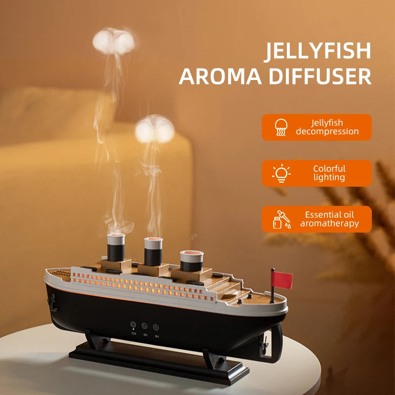 Retro Boat Ultrasonic Aromatherapy Humidifier with Remote Control - Loovy #