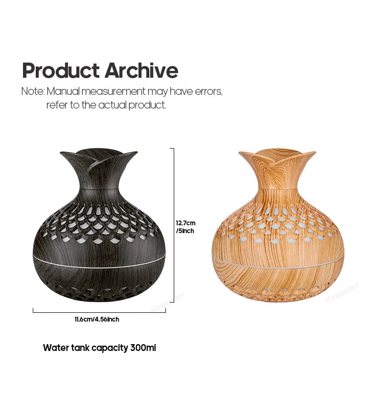 Elegant Wood Grain USB Aroma Diffuser & Humidifier - Loovy #