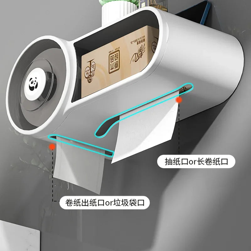 Wall-Mounted Waterproof Toilet Tissue Box – No-Punch Storage Rack - Loovy #