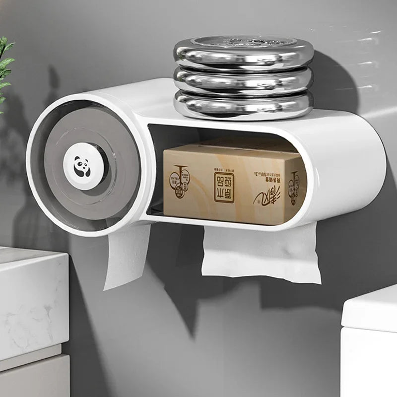 Wall-Mounted Waterproof Toilet Tissue Box – No-Punch Storage Rack - Loovy #