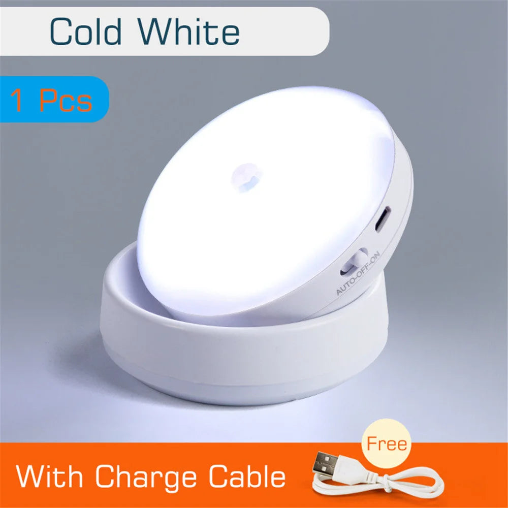 360° Rotating PIR Motion Sensor Night Light – Wireless Rechargeable LED Lamp - Loovy #