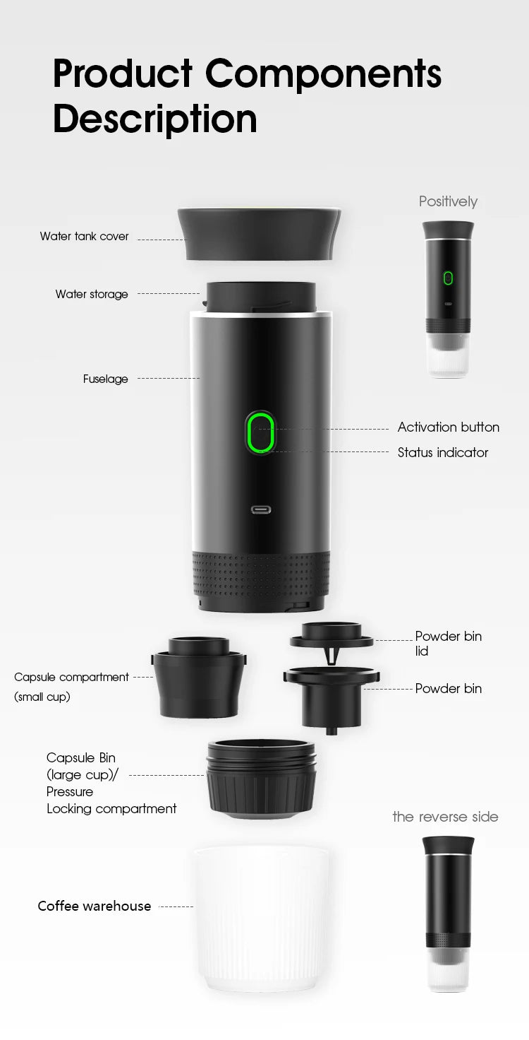 Portable Wireless Espresso Coffee Machine for Travel, Car, and Home - Loovy #