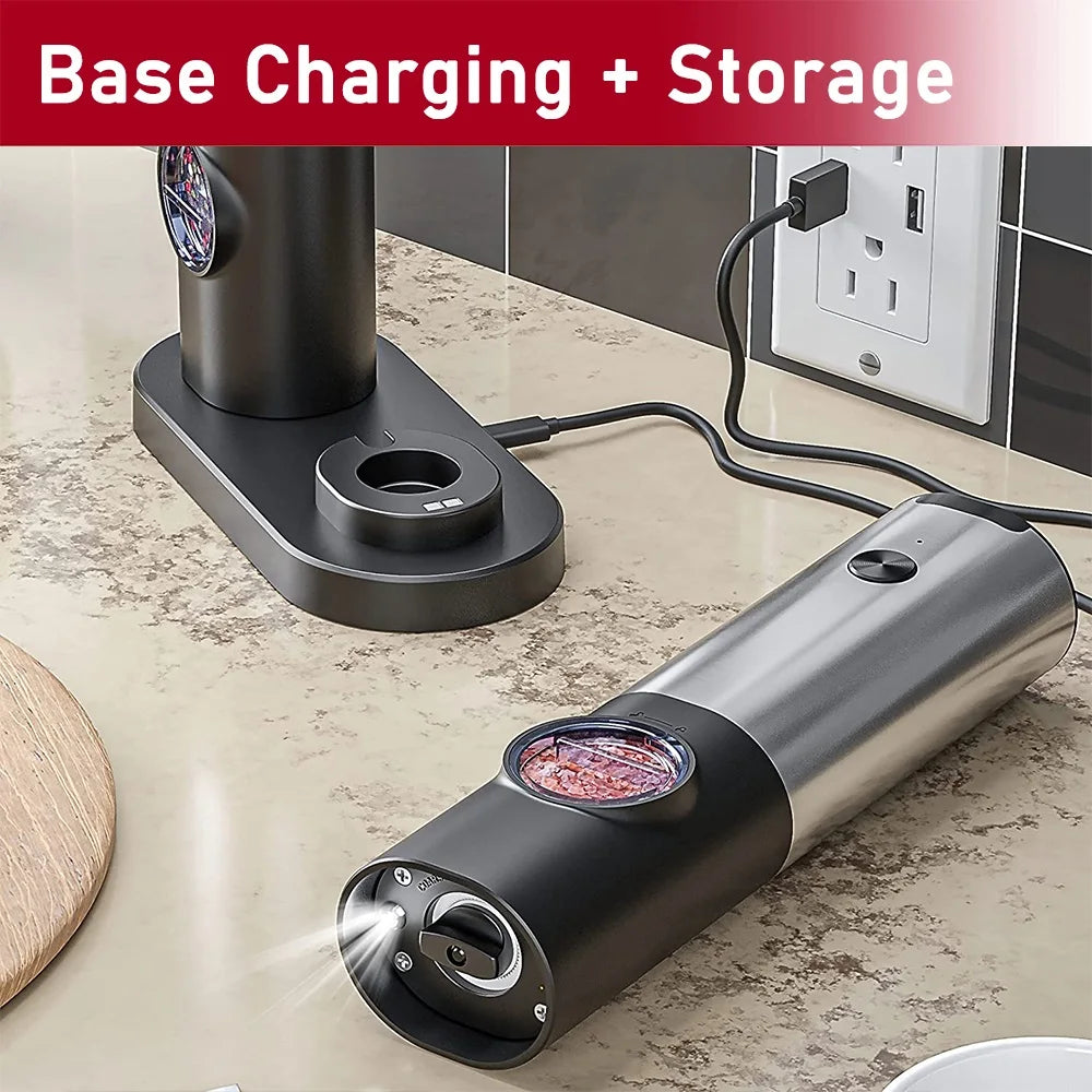 USB Rechargeable Electric Salt and Pepper Grinder with Adjustable Coarseness - Loovy #
