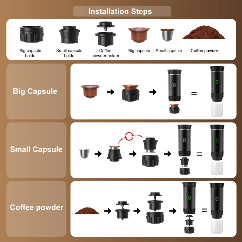 Portable Wireless Espresso Coffee Machine for Travel, Car, and Home - Loovy #
