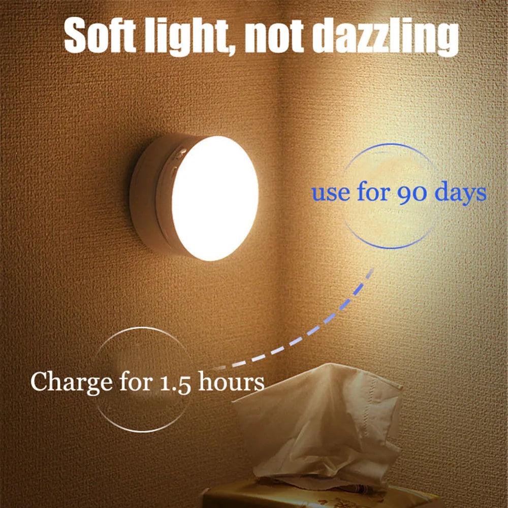 360° Rotating PIR Motion Sensor Night Light – Wireless Rechargeable LED Lamp - Loovy #
