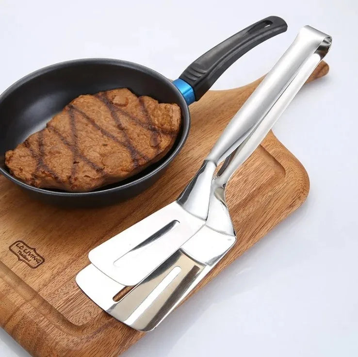 Multifunctional Stainless Steel Frying Shovel & Clip - BBQ, Grilling & Kitchen Tool - Loovy #