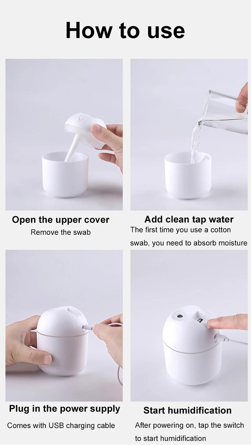 Portable USB Mini Humidifier with Aromatherapy Function – Compact, Quiet, and Efficient - Loovy #