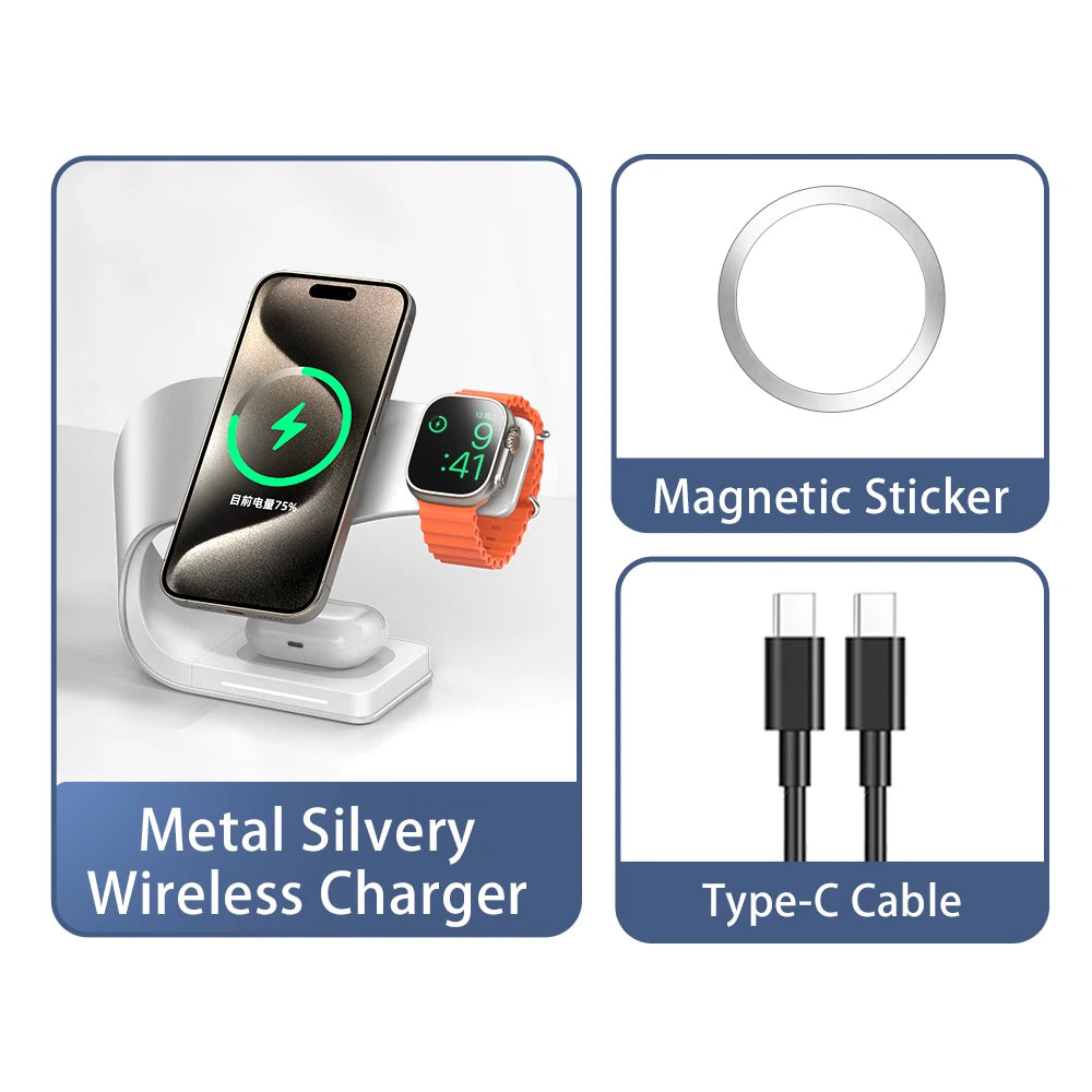 4-in-1 Magnetic Wireless Charging Station with Metal Shell - Loovy #