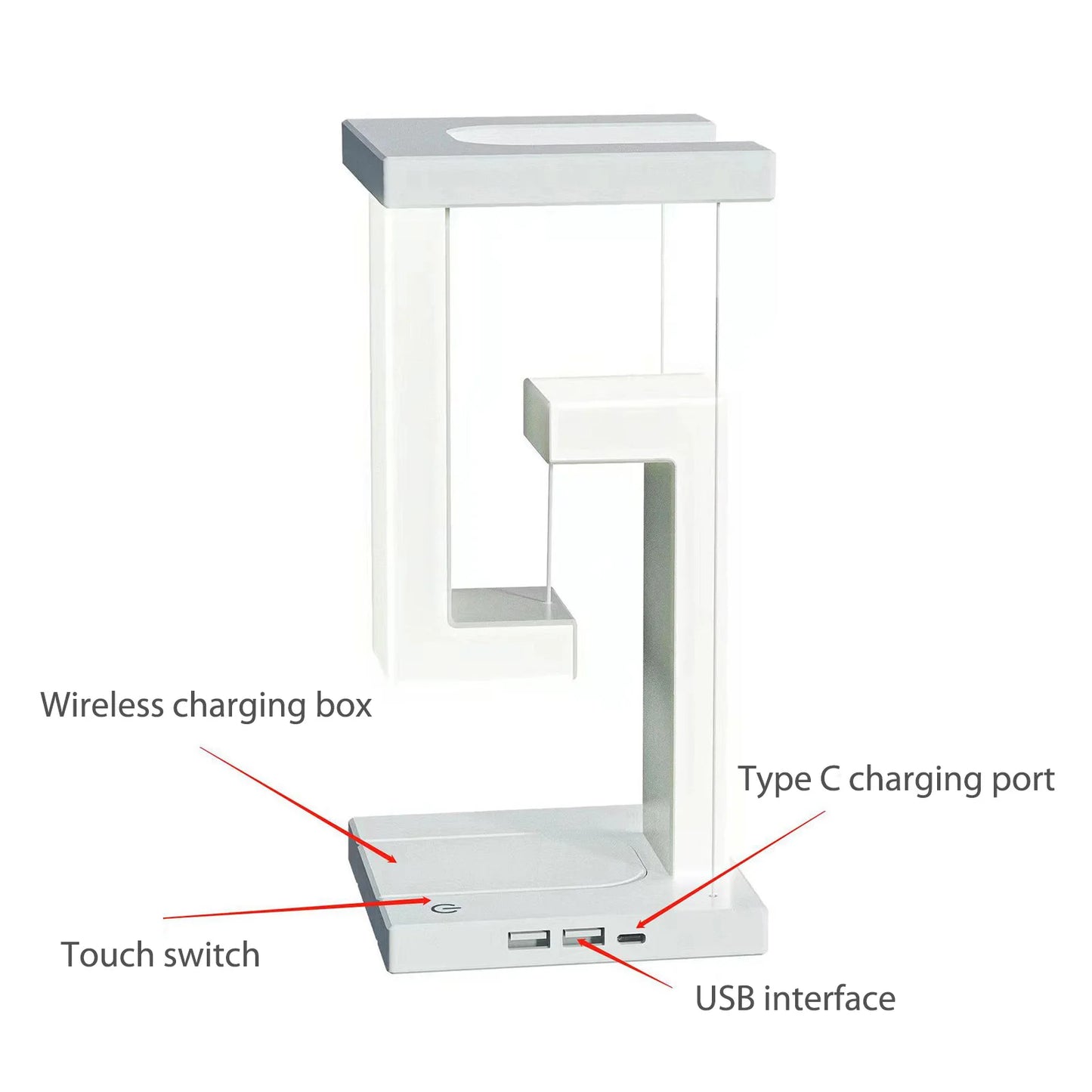 LED Suspended Anti-Gravity Night Light with 10W Wireless Charger - Loovy #