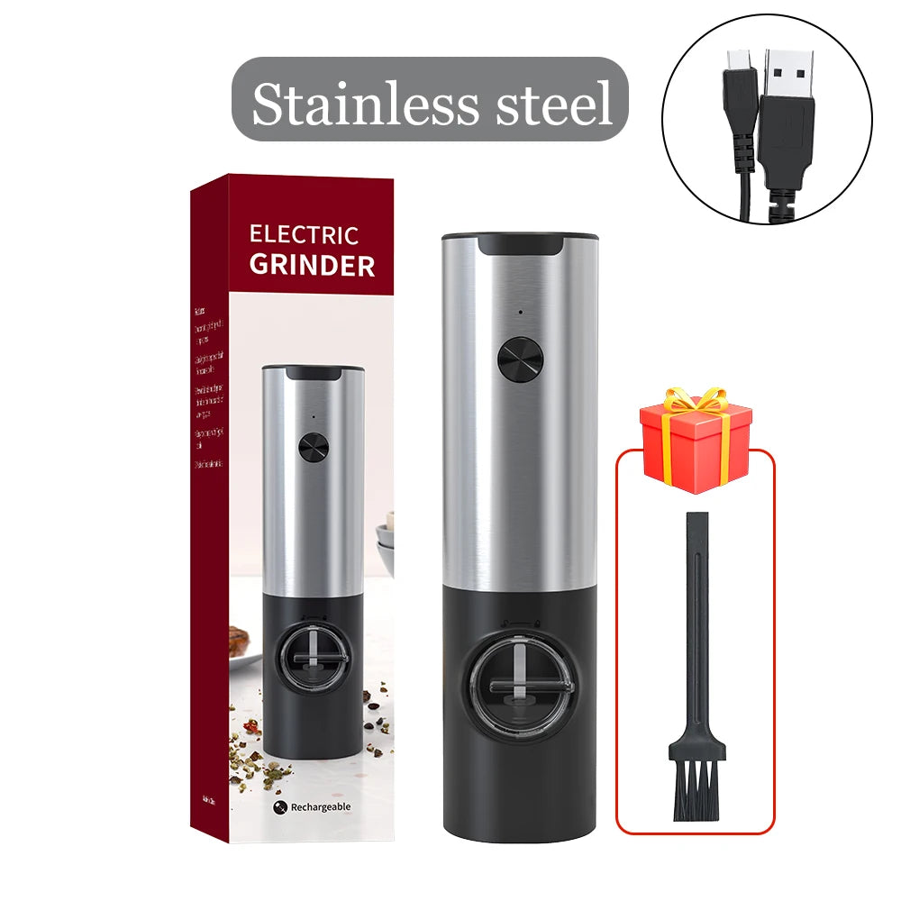 USB Rechargeable Electric Salt and Pepper Grinder with Adjustable Coarseness - Loovy #