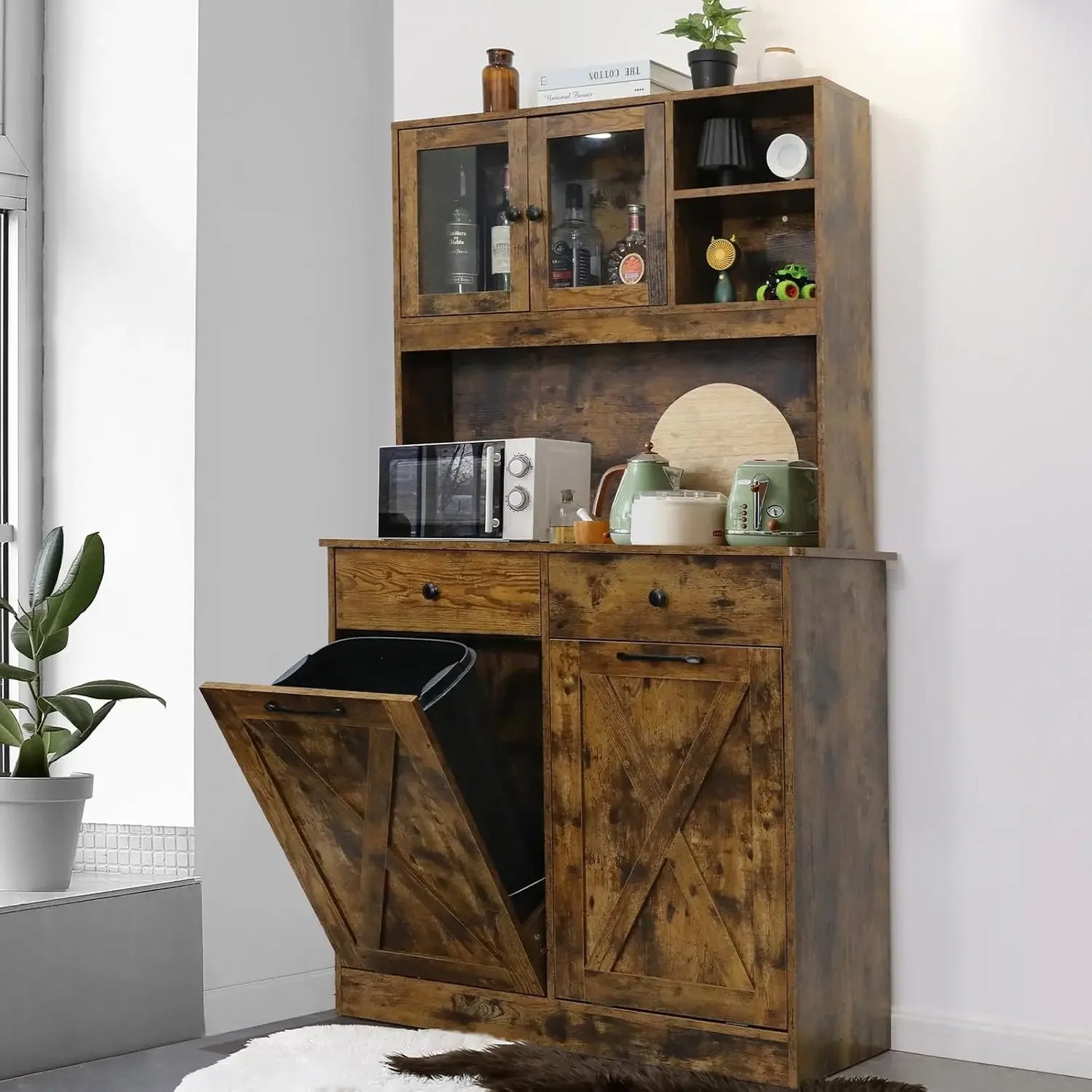 Dual Tilt-Out Trash Cabinet - Kitchen Storage with Modern Design - Loovy #