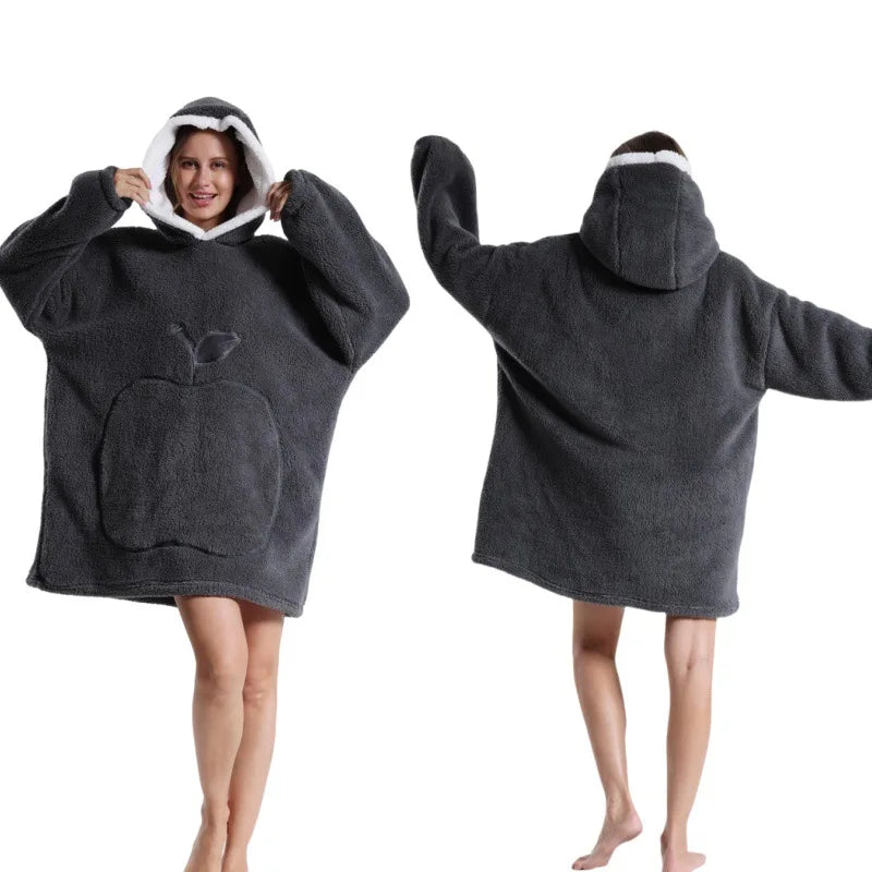 2025 Super Long Flannel Blanket Hoodie - Oversized Winter Pullover Fleece Sweatshirt for Women, Men & Kids - Loovy #
