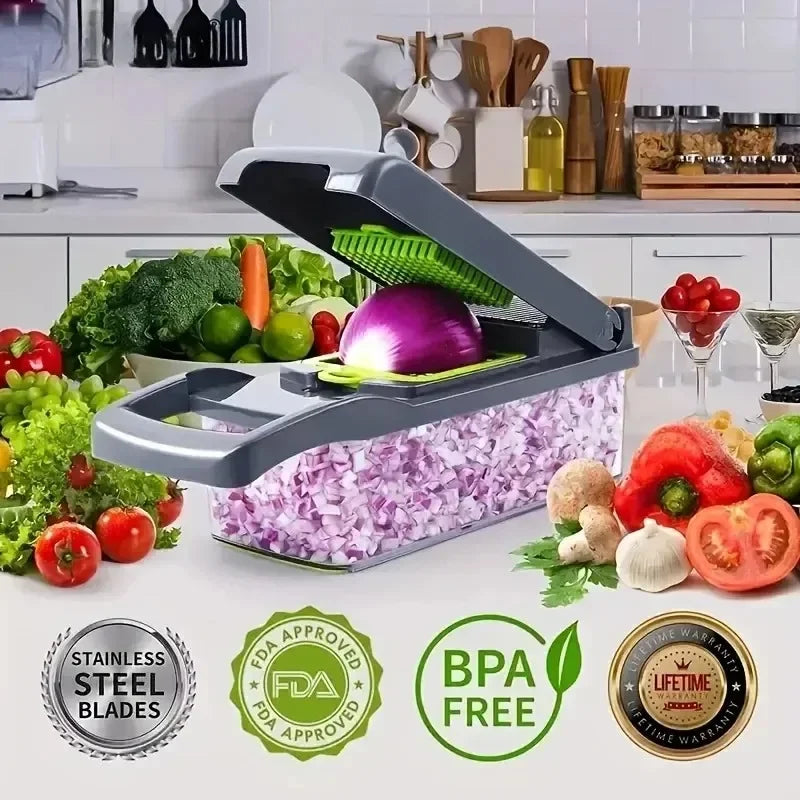 14/16-in-1 Multifunctional Vegetable Chopper - Slice, Dice, Shred with Ease - Loovy #
