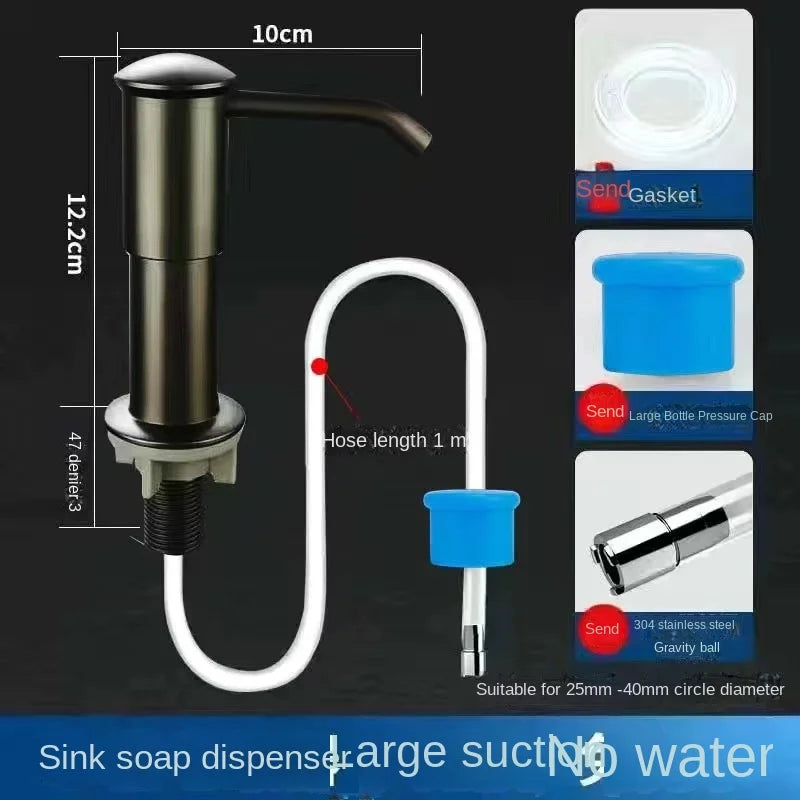 Kitchen Sink Soap Dispenser with Extension Tube - Chrome Finish - Loovy #
