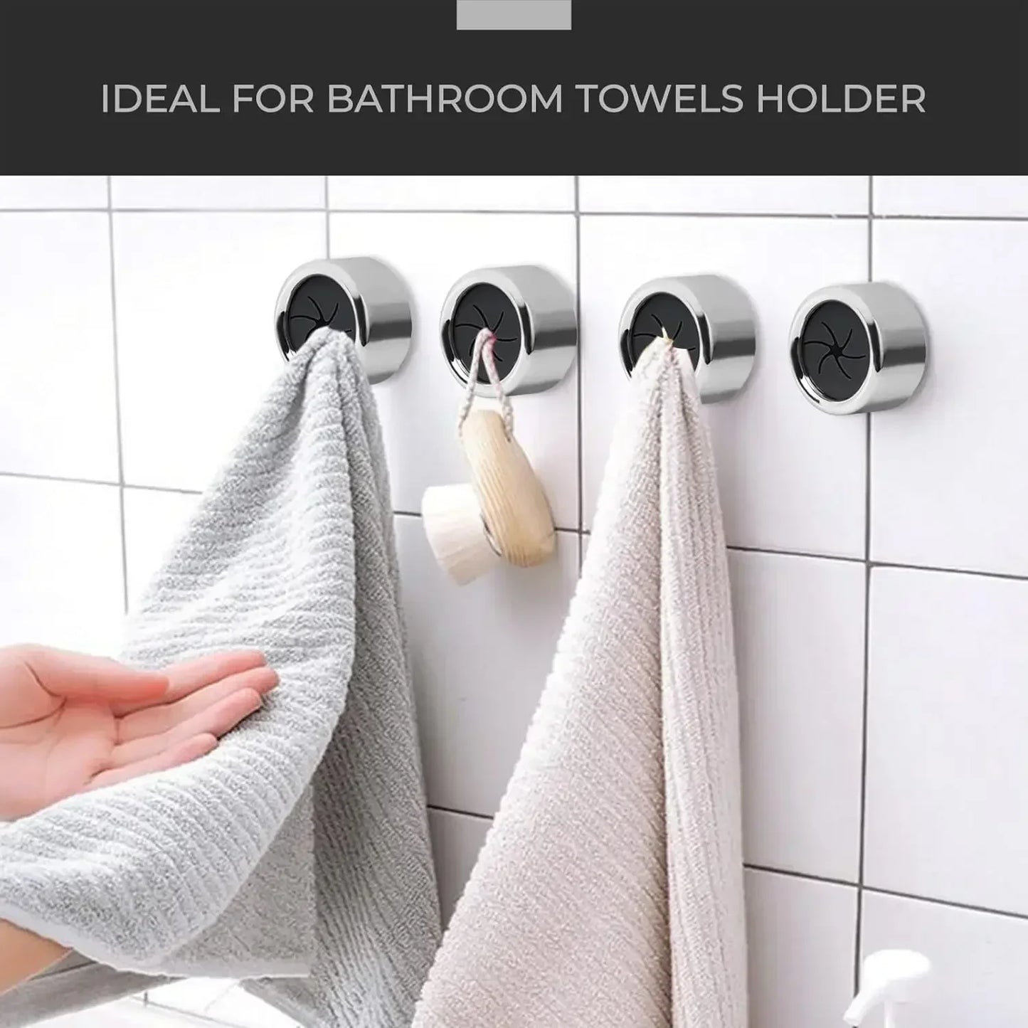 Self-Adhesive Towel Hooks - Wall Mounted for Bathroom & Kitchen - Loovy #