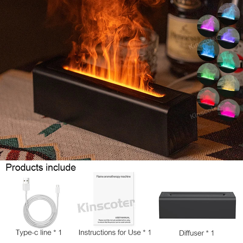RGB Flame Aroma Diffuser – Ultrasonic Air Humidifier with LED Flame Effect - Loovy #