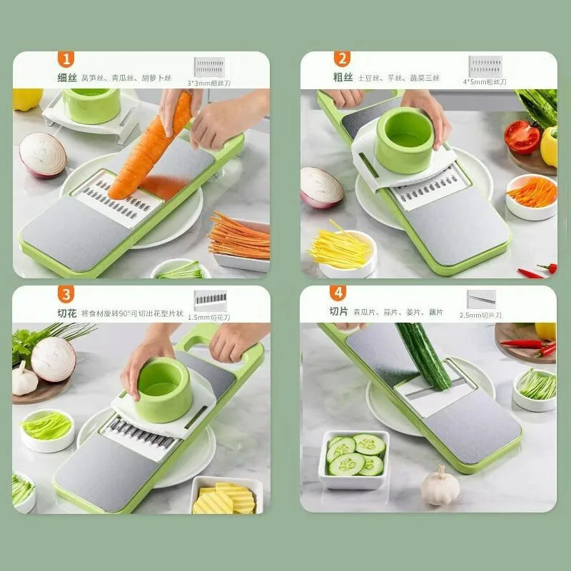 Multifunctional Vegetable Slicer with Basket - Cutter, Shredder & Grater - Loovy #