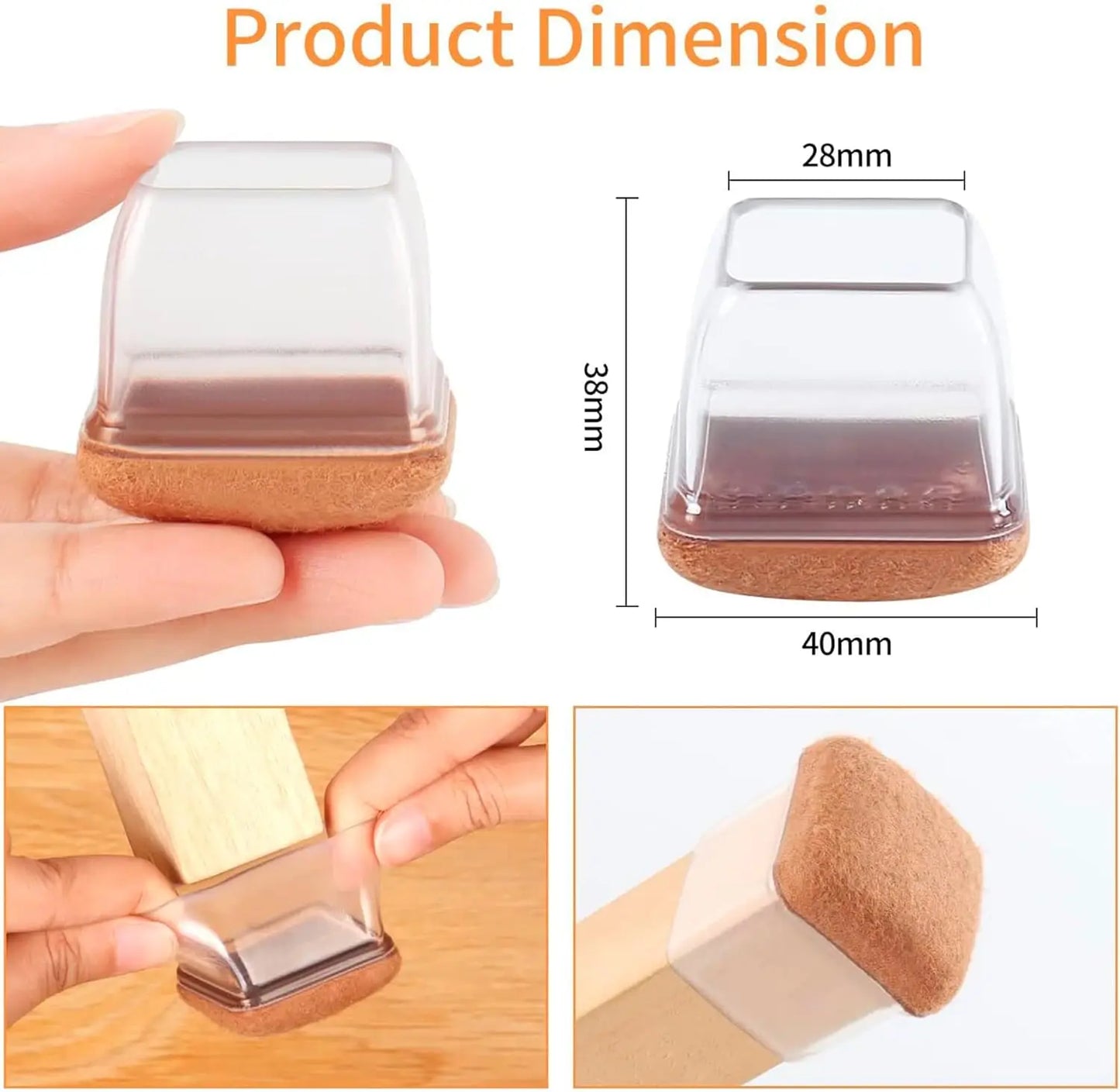 Chair Leg Caps - Thick Silicone & Felt Floor Protectors - Loovy #