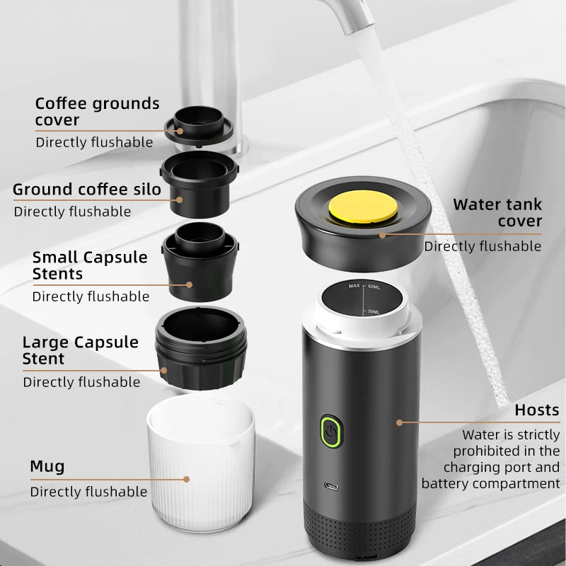 Portable Wireless Espresso Coffee Machine for Travel, Car, and Home - Loovy #