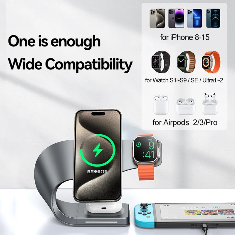 4-in-1 Magnetic Wireless Charging Station with Metal Shell - Loovy #