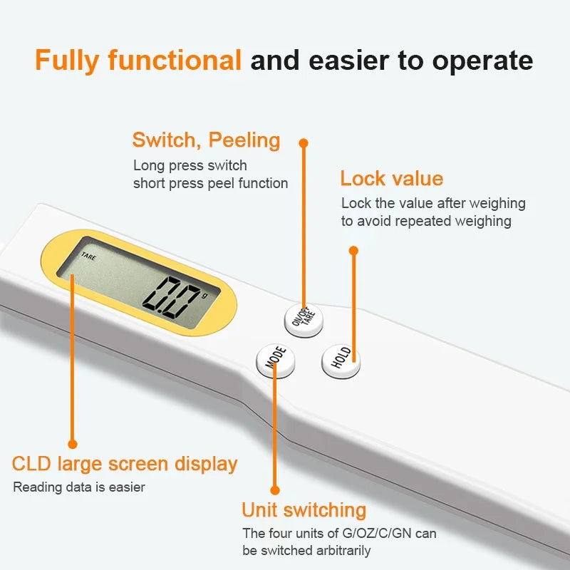 High Precision Digital Spoon Scale - 500g/0.1g for Baking, Coffee & More - Loovy #