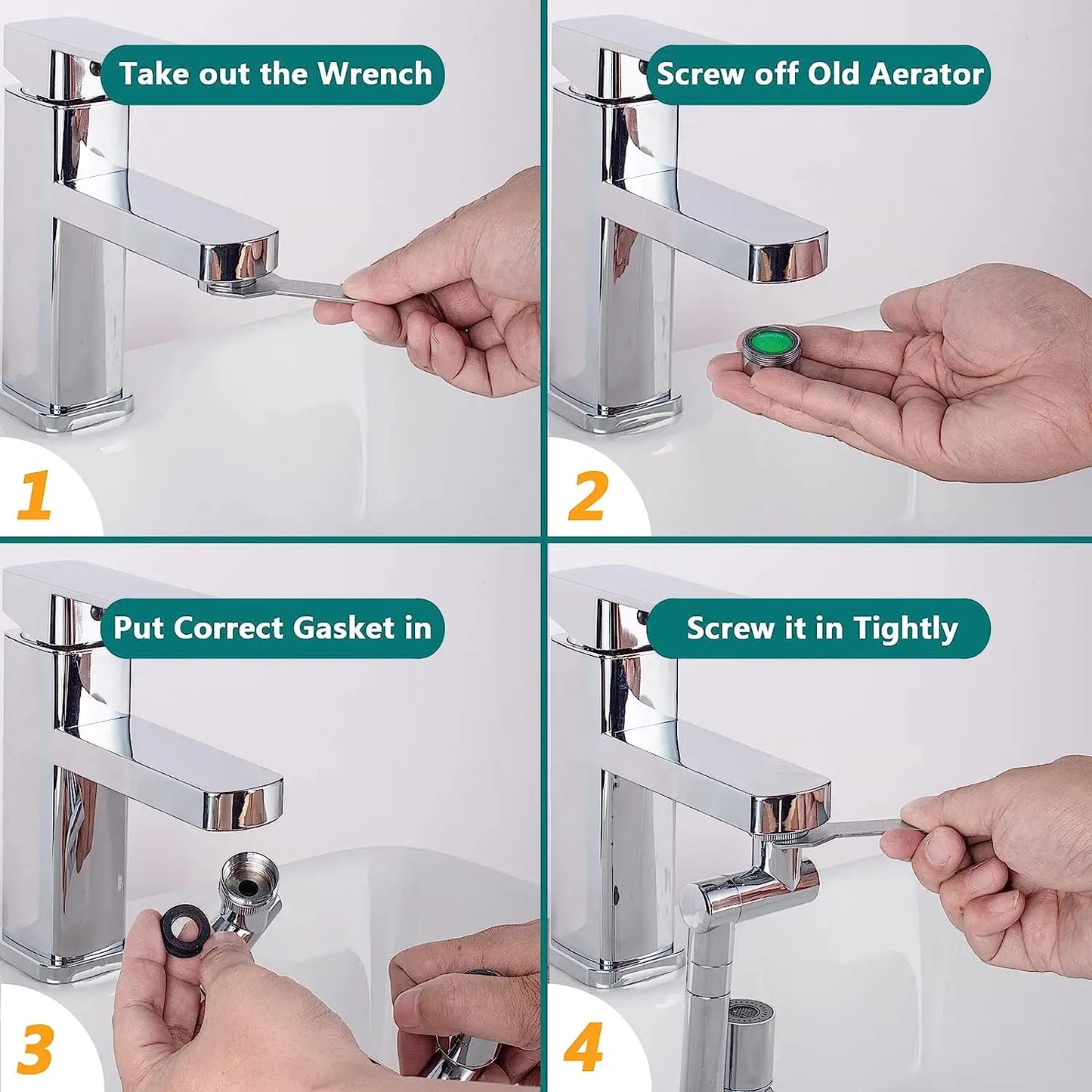 1440° Rotating Faucet Extender - 2 Spray Modes for Kitchen & Bathroom - Loovy #
