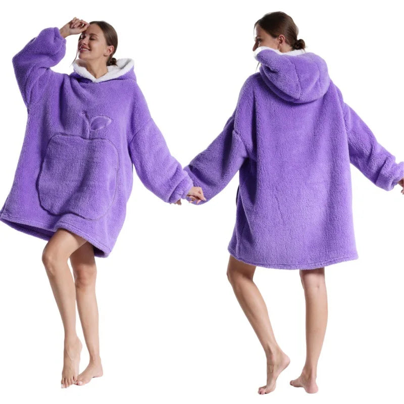 2025 Super Long Flannel Blanket Hoodie - Oversized Winter Pullover Fleece Sweatshirt for Women, Men & Kids - Loovy #