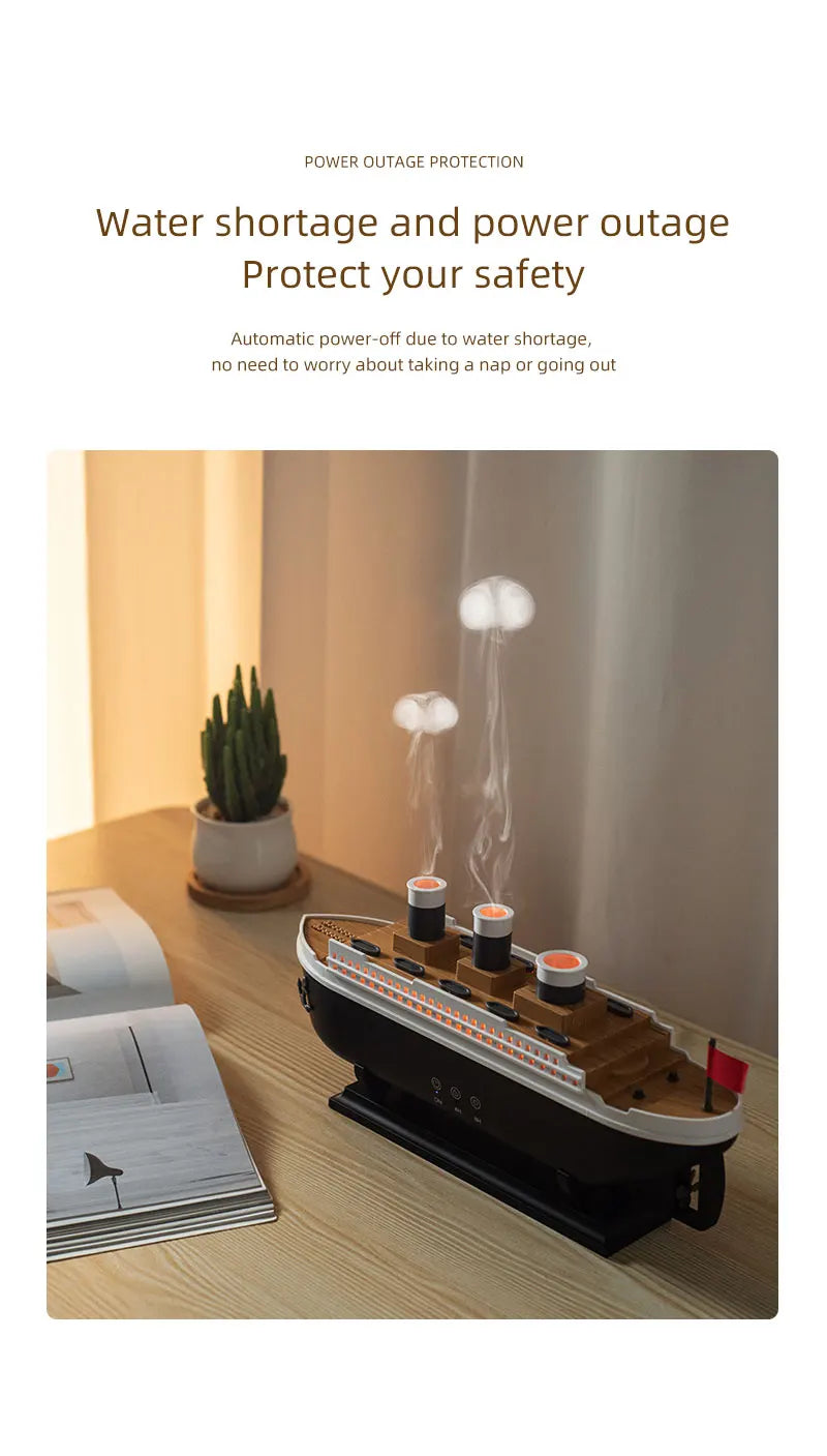 Retro Boat Ultrasonic Aromatherapy Humidifier with Remote Control - Loovy #