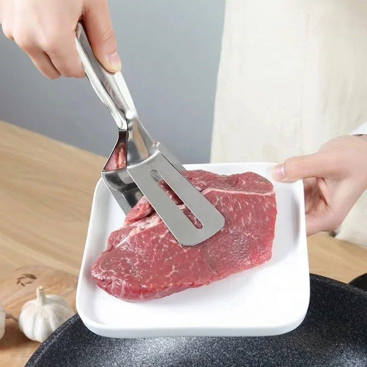 Multifunctional Stainless Steel Frying Shovel & Clip - BBQ, Grilling & Kitchen Tool - Loovy #