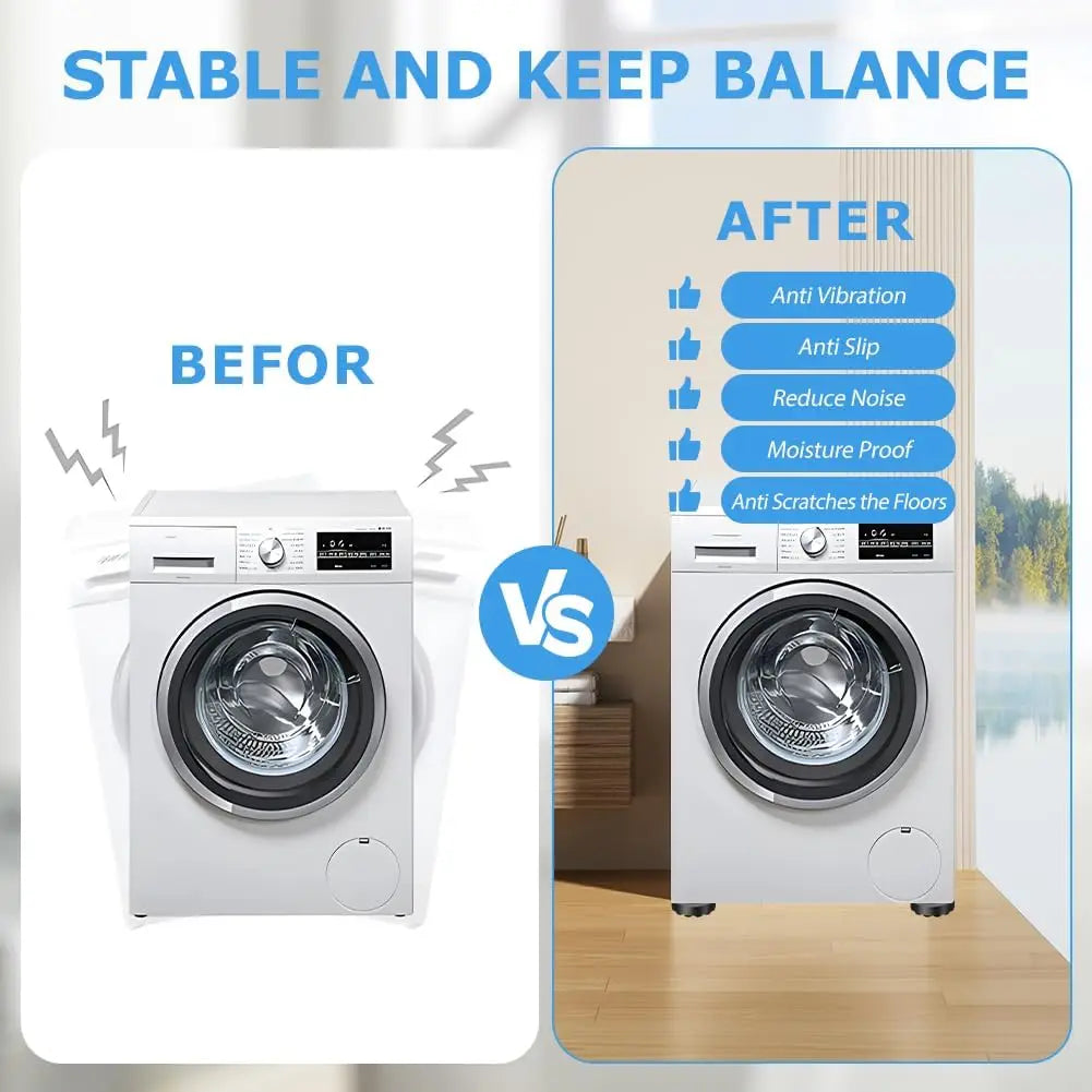 4 Pack Anti-Vibration Washing Machine Pads - Reduces Noise & Protects Floors - Loovy #
