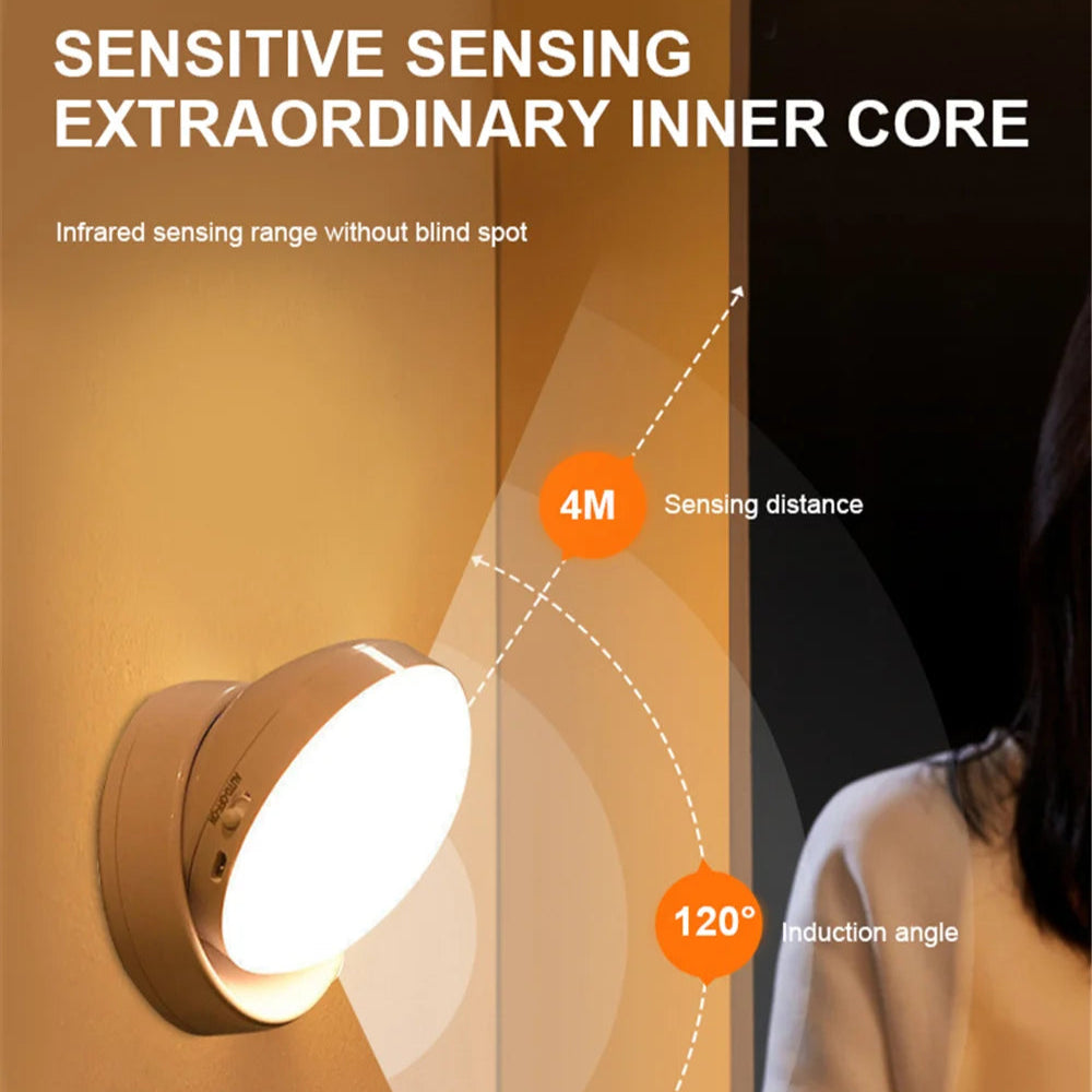 360° Rotating PIR Motion Sensor Night Light – Wireless Rechargeable LED Lamp - Loovy #