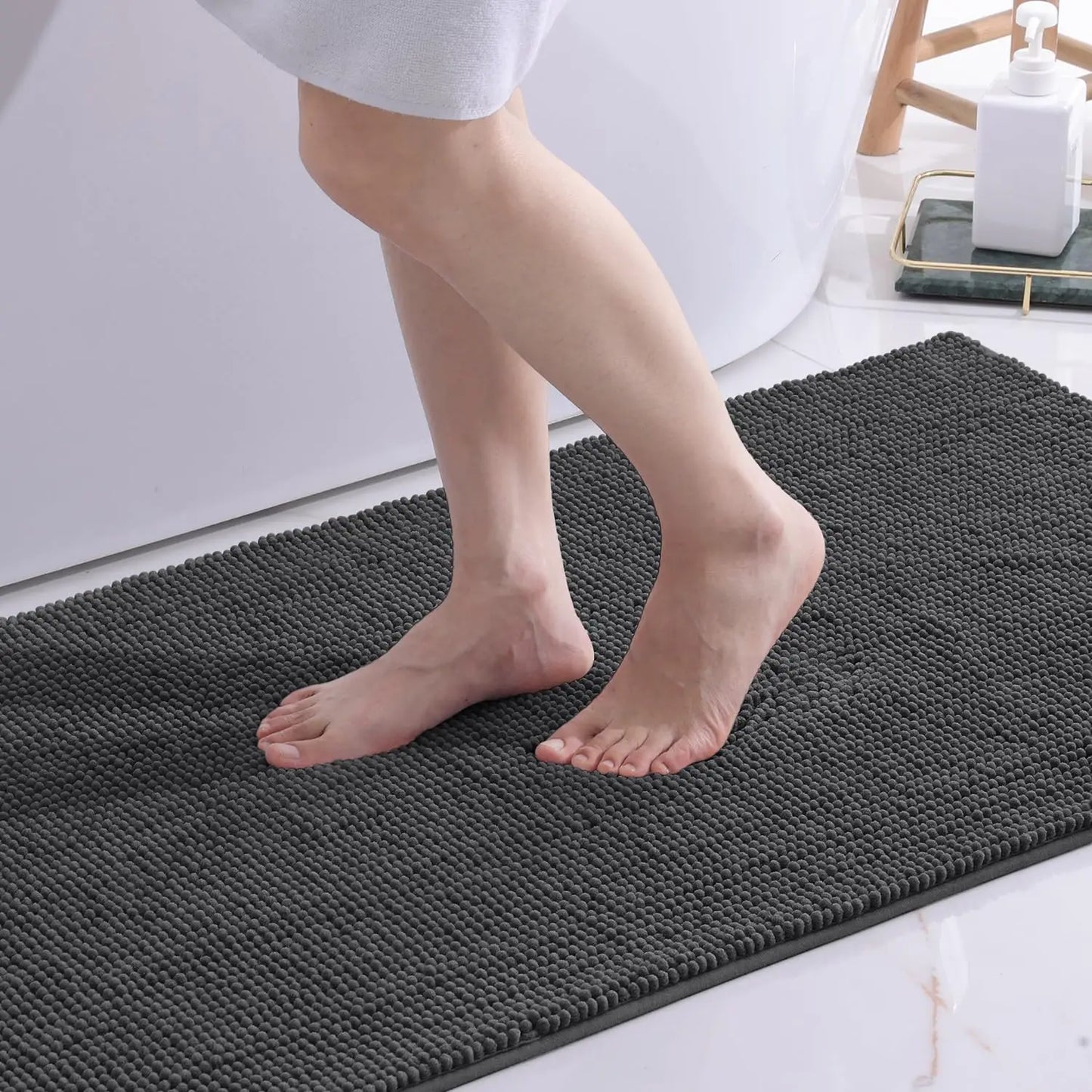 Chenille Bathroom Rug – Soft, Absorbent, and Non-Slip Bath Mat - Loovy #